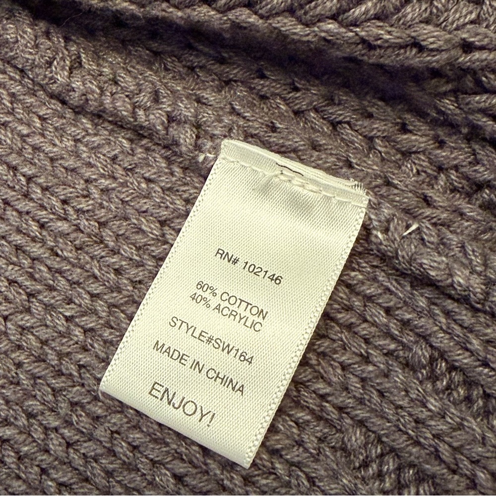Michael Stars Cable Knit Belted Cardigan Sweater Charcoal Gray Cozy | M/L - Picture 11 of 13